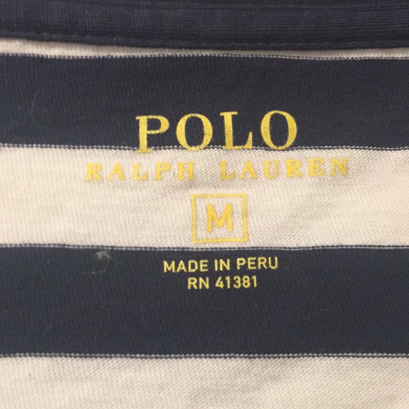 Ralph Lauren M Navy/White Striped Short Sleeve Top - Picture 4 of 7